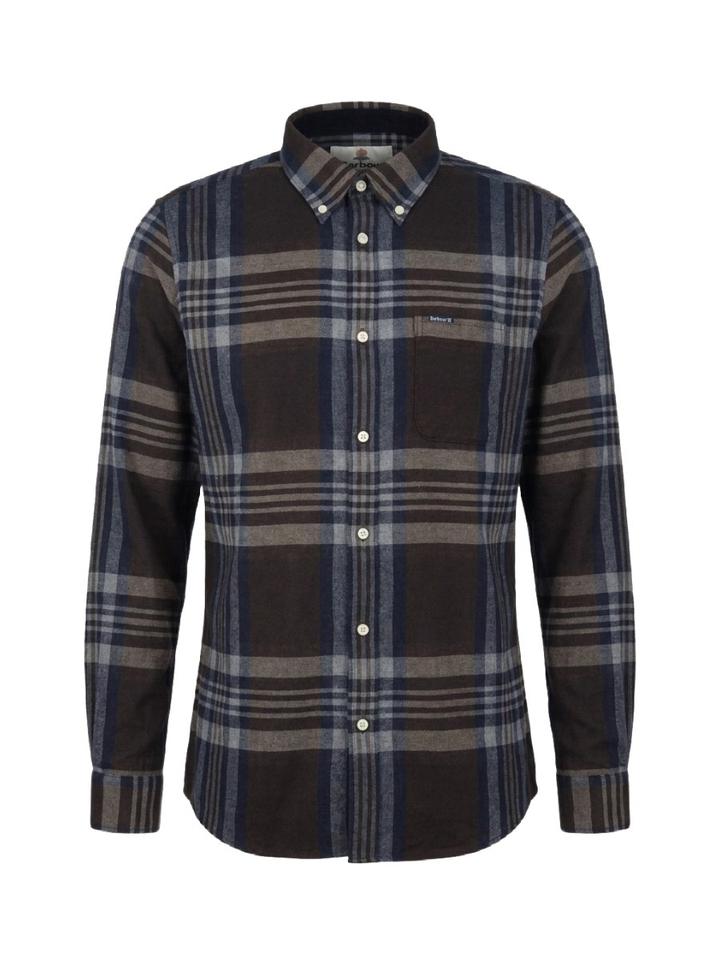 Bruin katoenen hemd (regular fit) met ruiten en lange mouwen Barbour