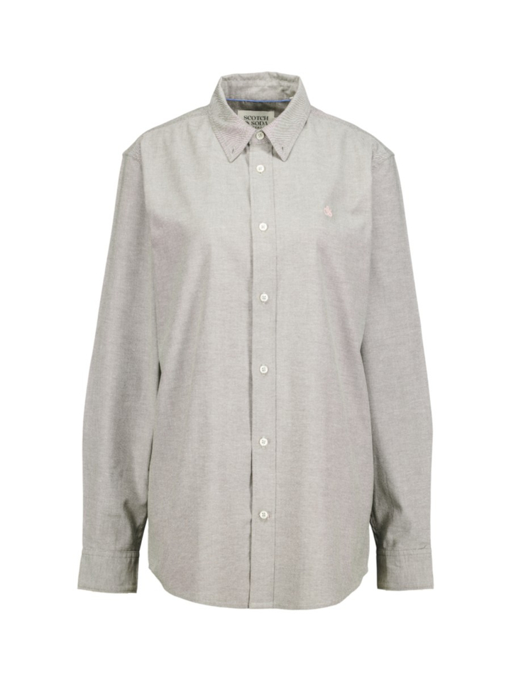 Kaki katoen hemd met roze logo Scotch & Soda