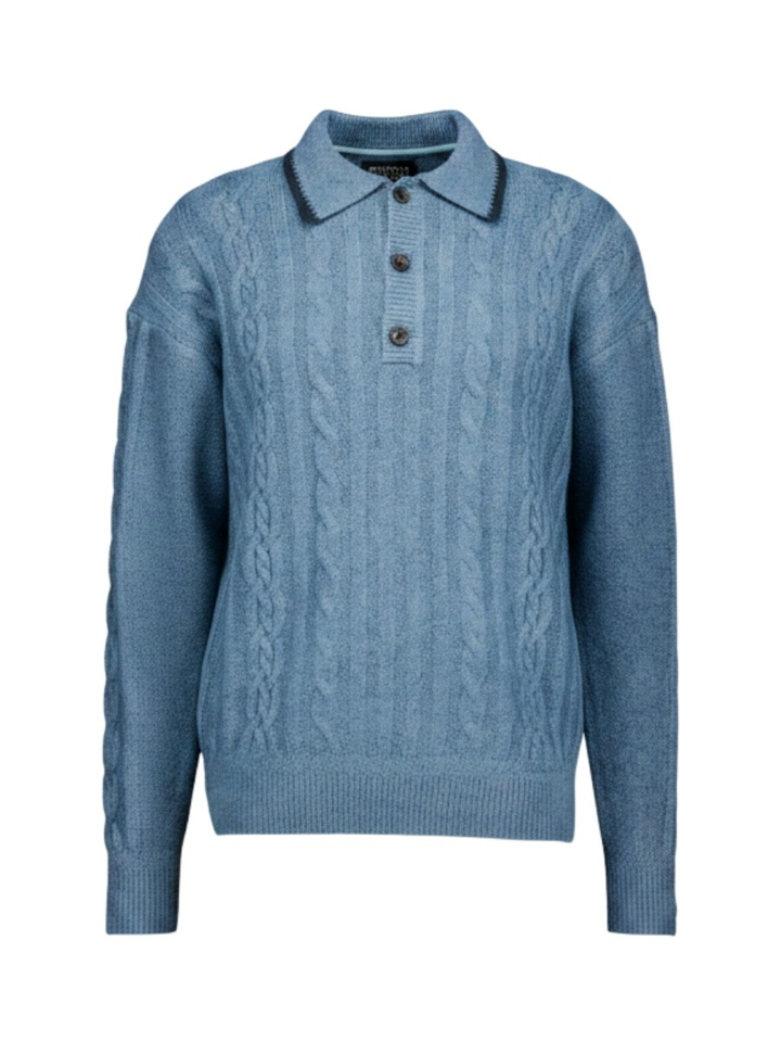 Blauwe gebreide trui met polokraag Scotch&Soda