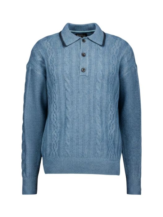 Blauwe gebreide trui met polokraag Scotch&Soda