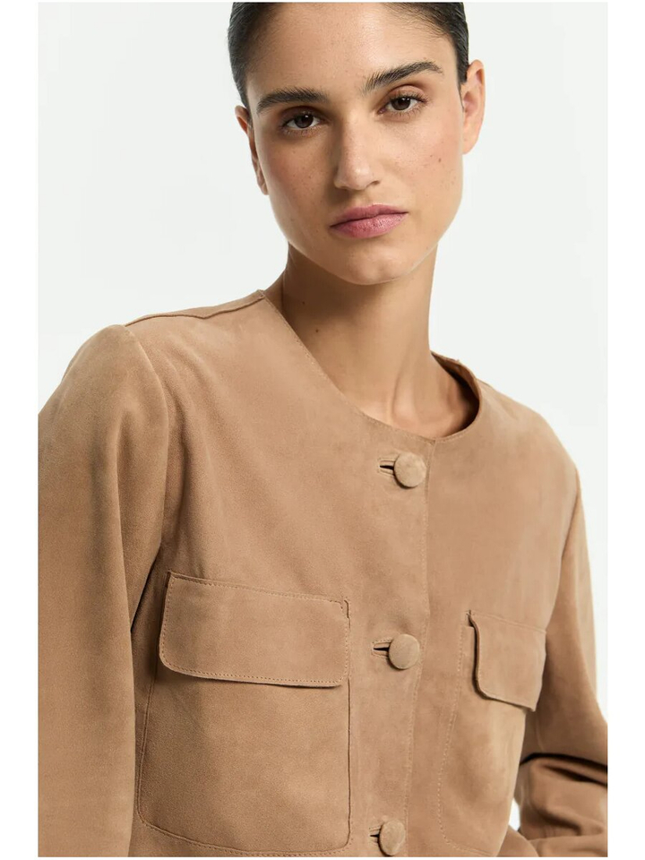 Bruin suède korte blazer Leen Xandres 