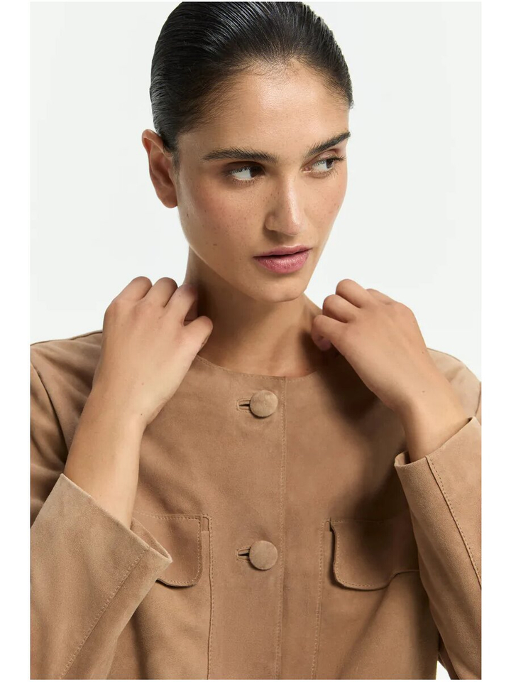 Bruin suède korte blazer Leen Xandres 