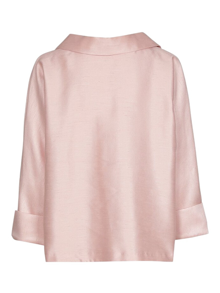 Roze bloes met knoop en kraag detail op de rug Hubje Xandres