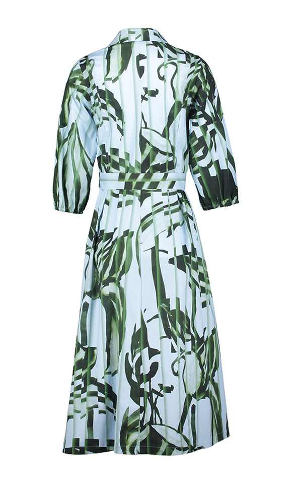 Blauw kleed met groene print Keylie Xandres