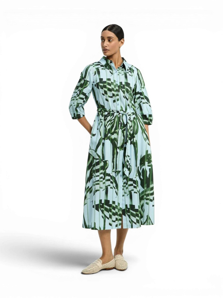 Blauw kleed met groene print Keylie Xandres