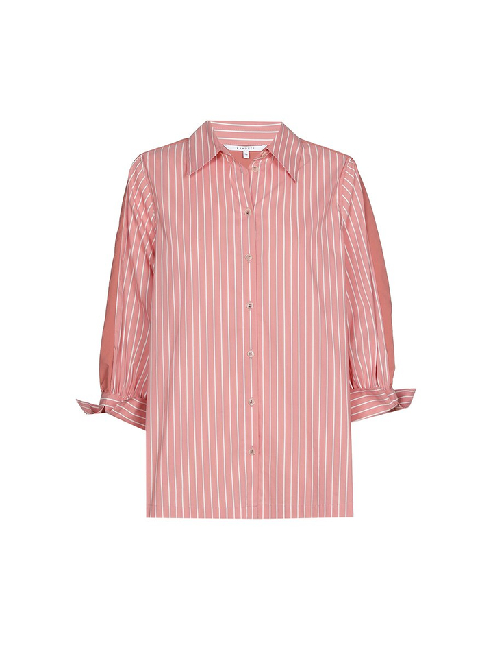 Poederroze bloes met strepen en lange mouwen Hatriena 