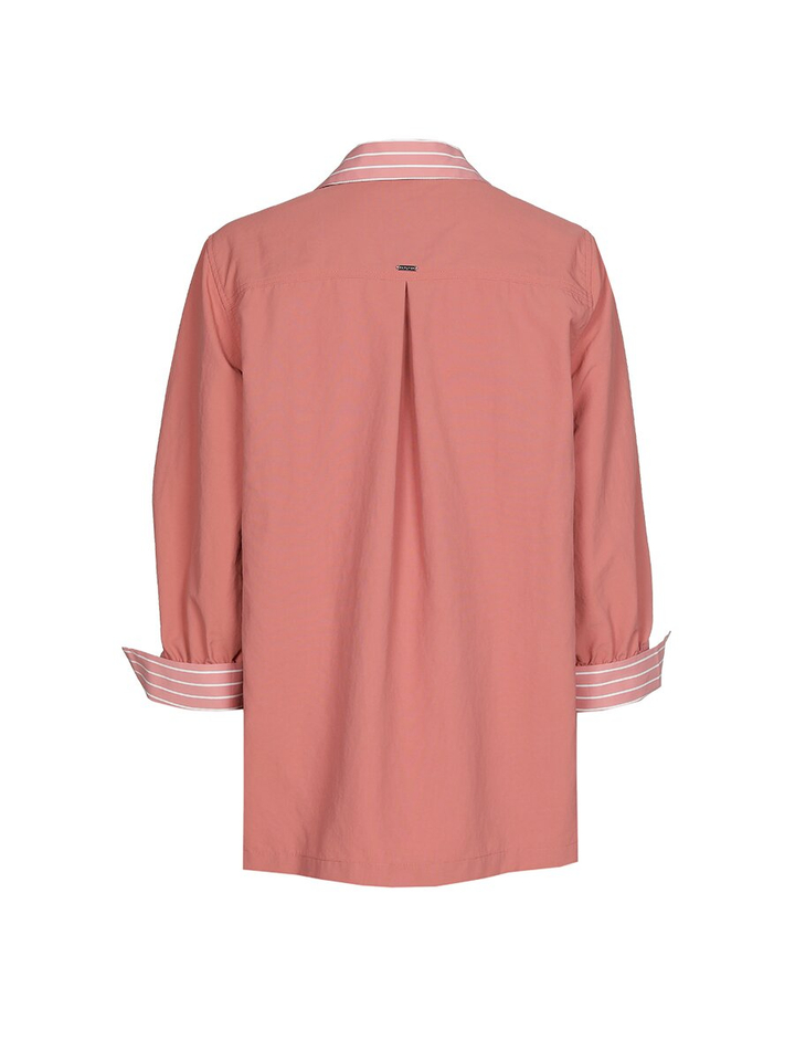 Poederroze bloes met strepen en lange mouwen Hatriena 