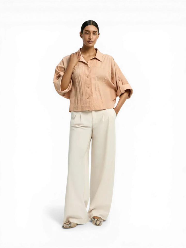 Beige elegante broek met wijde pijpen Phia Xandres