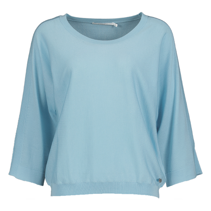 Blauwe trui fijne merinowol met split detail Zia Xandres