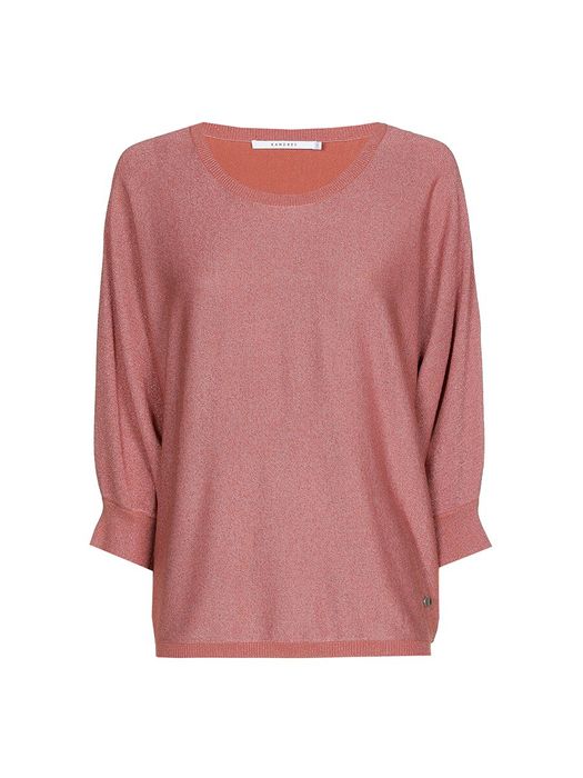 Roestkleurige soepelvallende glitter trui Gerrett Xandres