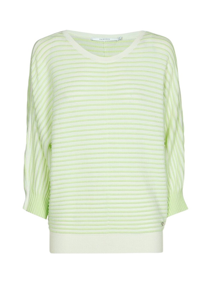 Groene gestreepte trui met pofmouw Gaboni Xandres