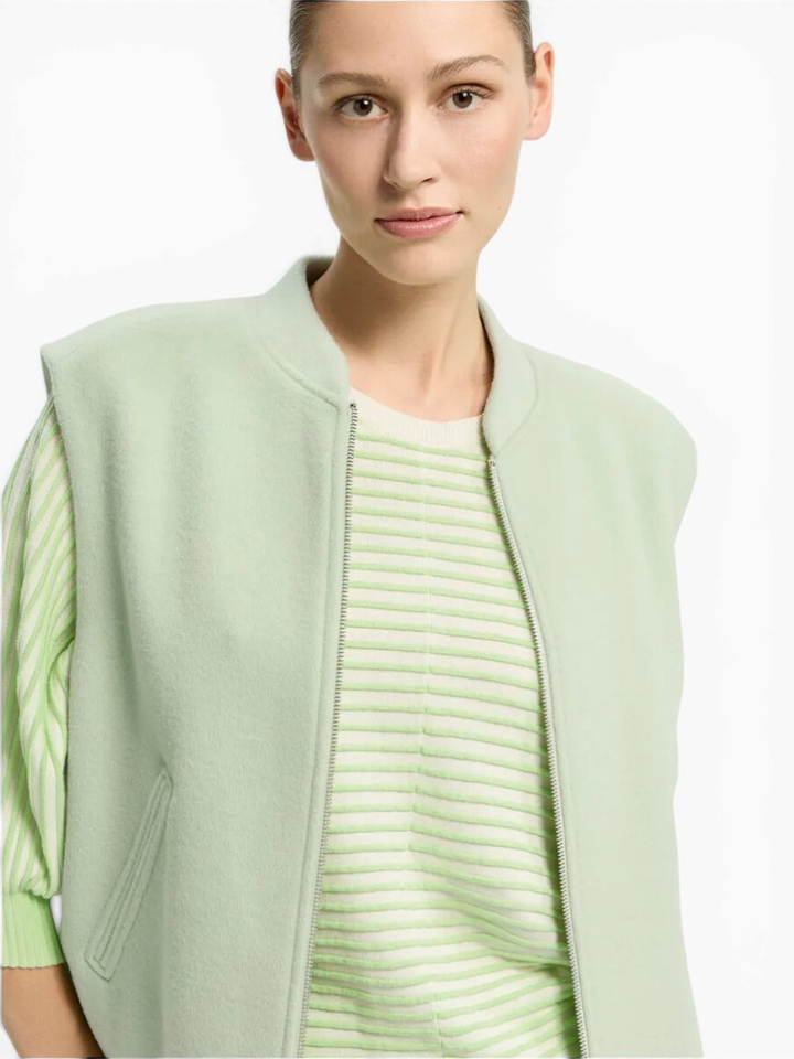 Groene gestreepte trui met pofmouw Gaboni Xandres