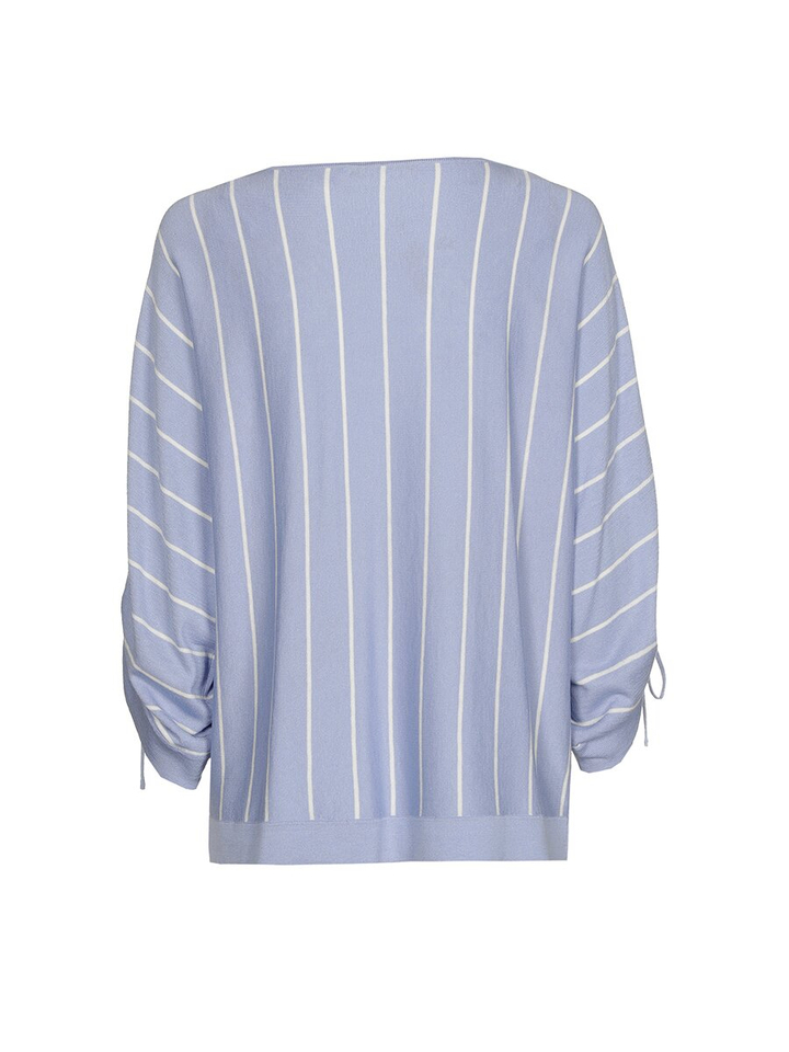 Blauwe trui met strepen detail stropmouw Goran Xandres