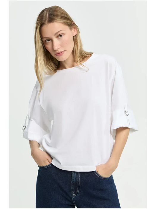 Witte t-shirt met detail aan de mouwen Francine Xandres