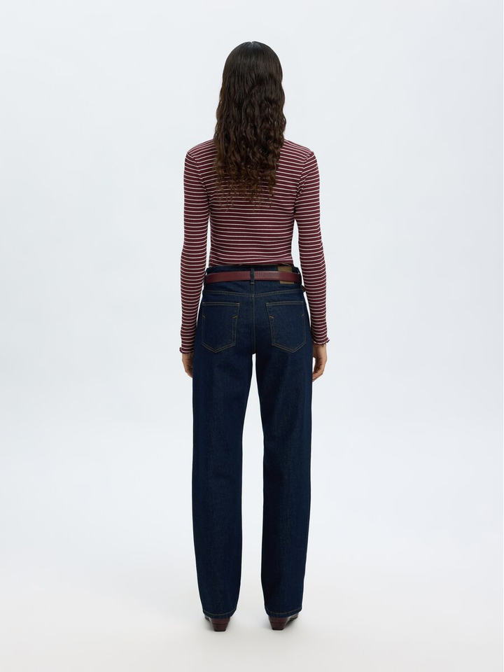 Bordeaux gestreepte t-shirt Slwanna Selected 