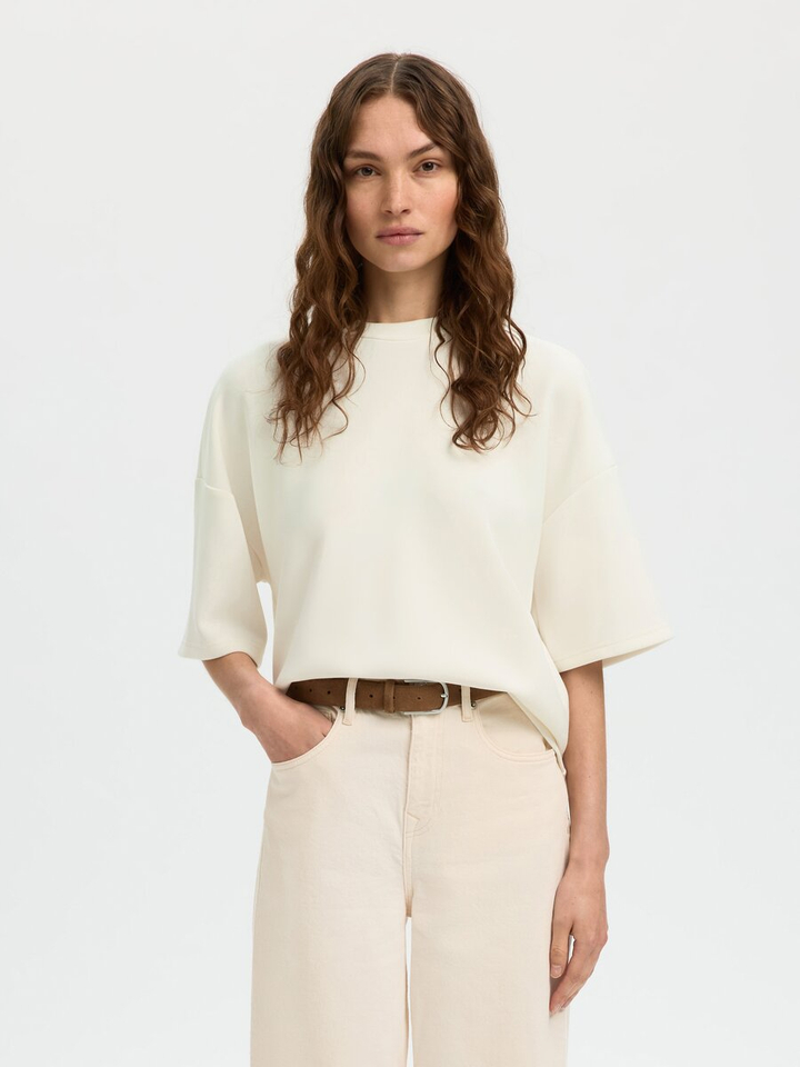 Witte oversized t-shirt Slwoversized Selected Femme