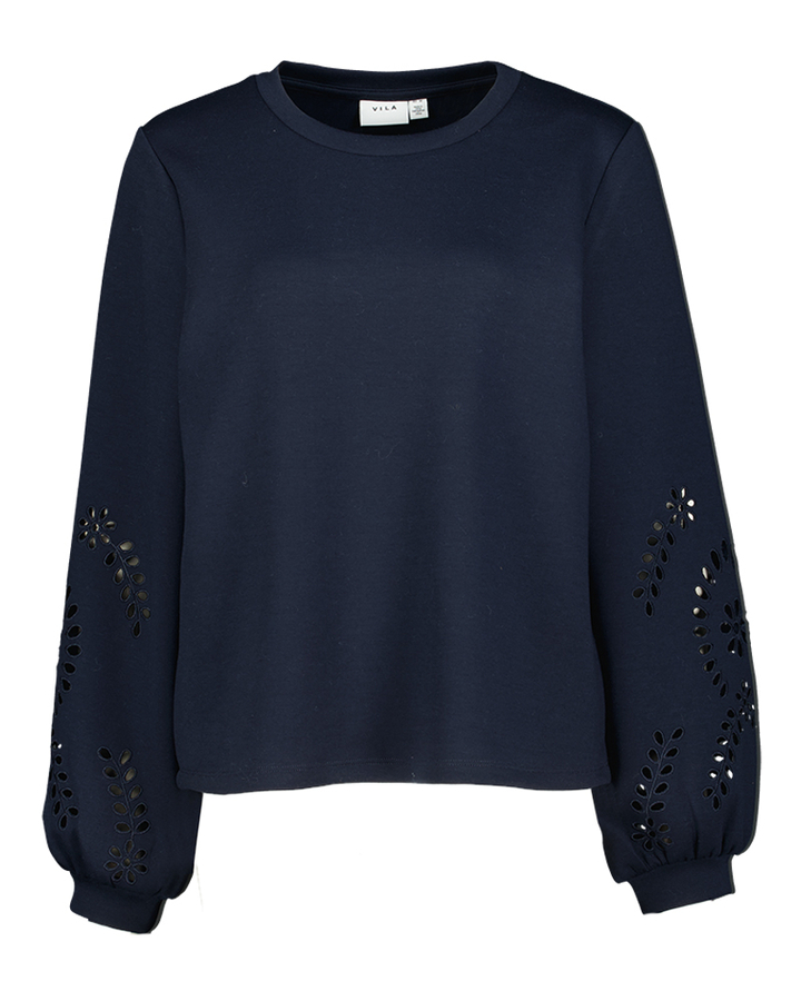 Blauwe sweater detail aan de mouw Visandy Vila