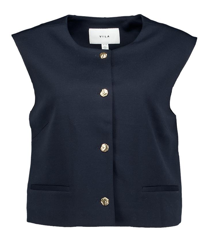 Blauwe gilet met fantasie knopen Vitilda Vila