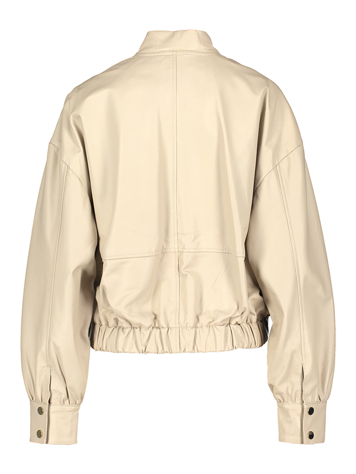 Beige leren jas met opgestikte zakken Jackes Ibana