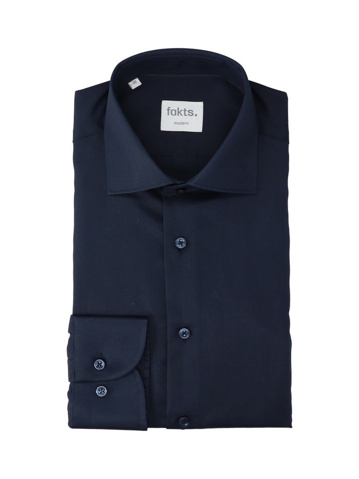 Donkerblauw katoenen hemd (regular fit) met lange mouwen Fakts