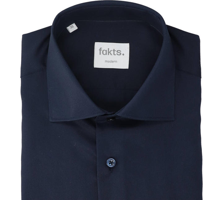 Donkerblauw katoenen hemd (regular fit) met lange mouwen Fakts