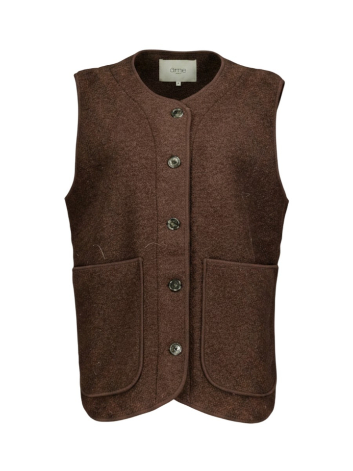Bruine wollen bodywarmer Madison Ame