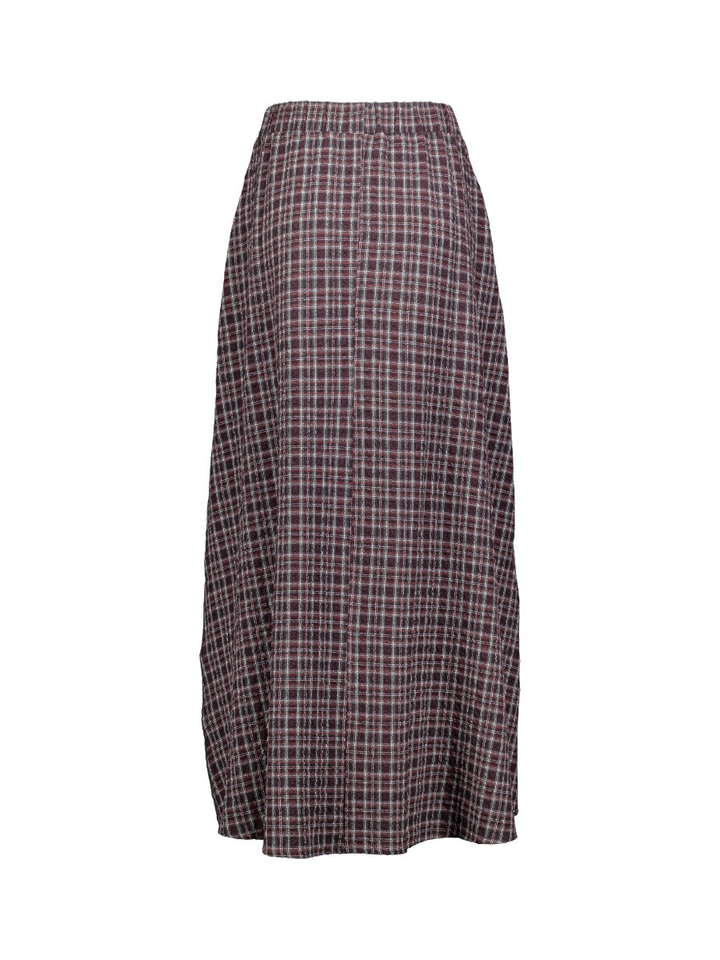 Bordeaux lange rok met zakken in ruit motief Olive Ame