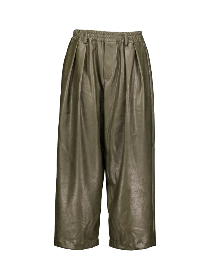 Kaki broek in lederlook Kick Âme