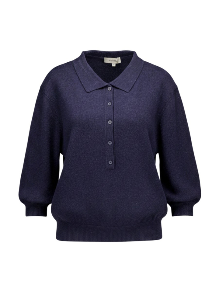 Blauwe polo jumper van 100% wol Cratone Kocca