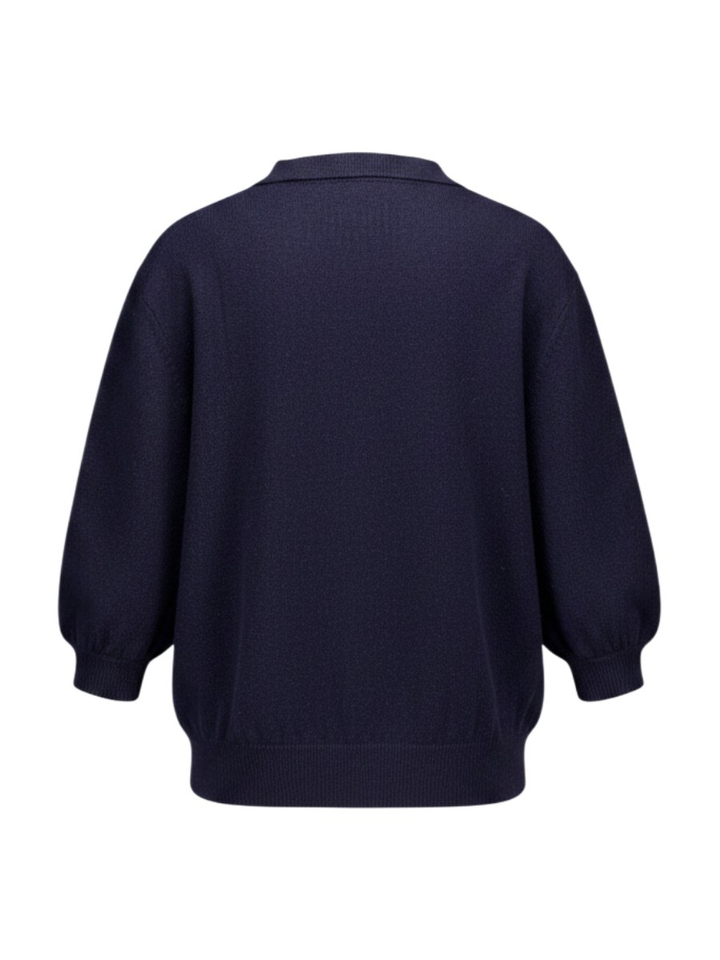 Blauwe polo jumper van 100% wol Cratone Kocca