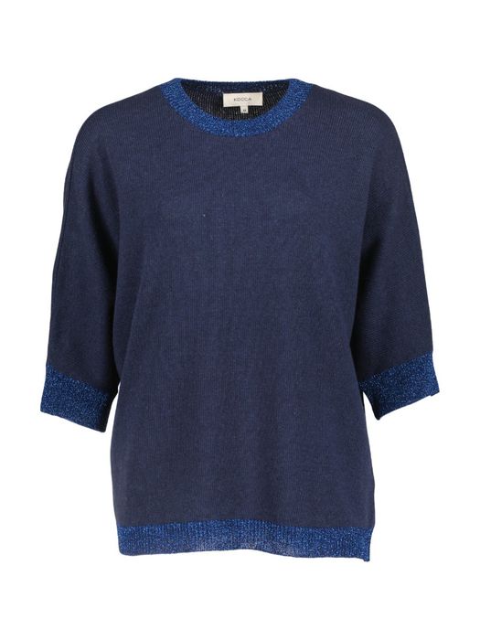 Donkerblauwe oversized gebreide trui met glitterboord Hercules Kocca