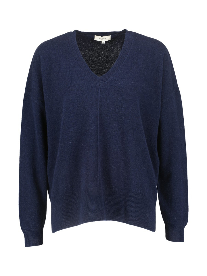 Blauw wollen trui met v-hals Cuarto Kocca