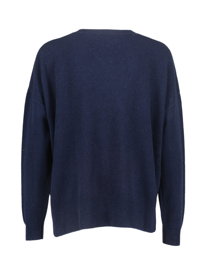 Blauw wollen trui met v-hals Cuarto Kocca