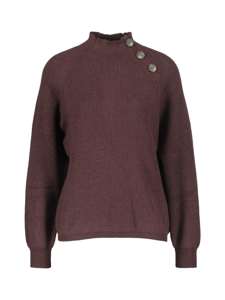 Auberginekleurige pull met knopen aan de hals Enriqueta Kocca
