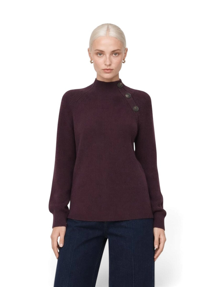 Auberginekleurige pull met knopen aan de hals Enriqueta Kocca
