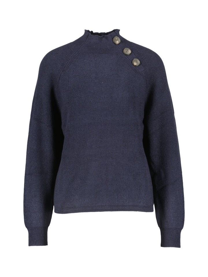 Navy trui met opstaande kraag en knopen Enriqueta Kocca