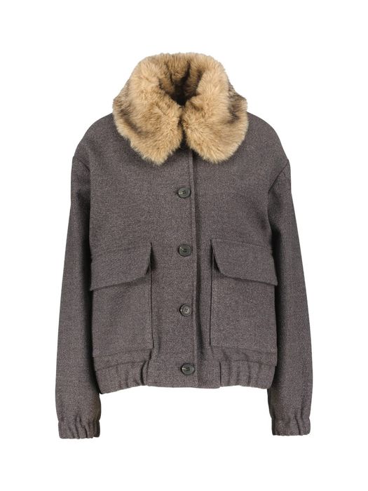 Grijze vest met faux fur kraag Hoswald Kocca