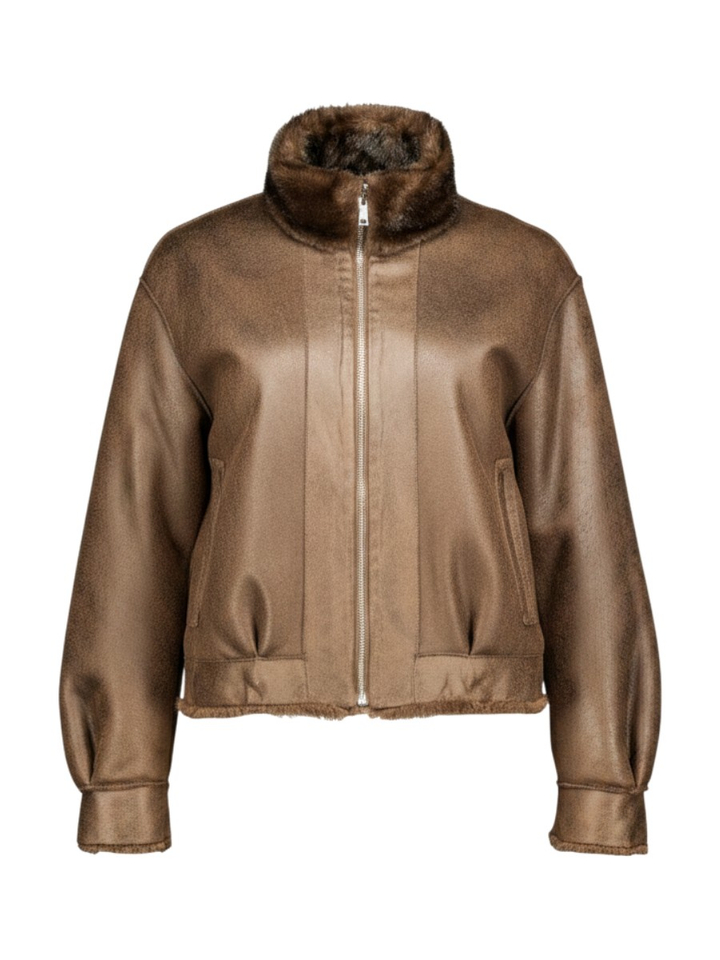 Bruine omkeerbare jas met faux fur Idoia Kocca 
