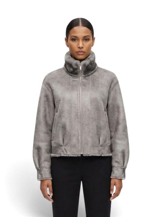 Grijze omkeerbare jas met faux fur Idoia Kocca