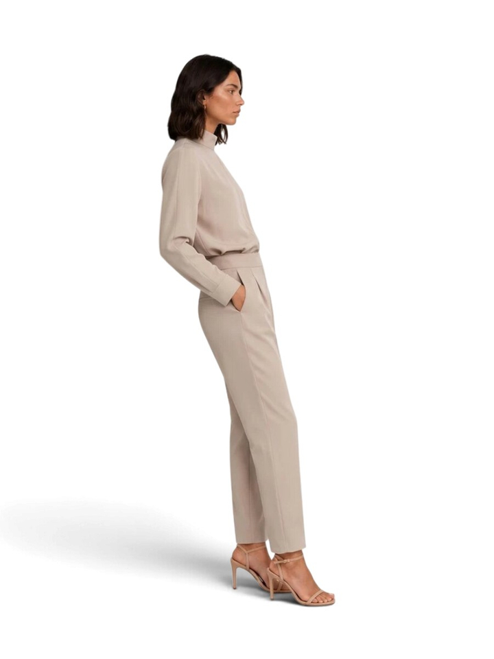 Ecrukleurige blouse met detail aan de kraag Pius Kocca 