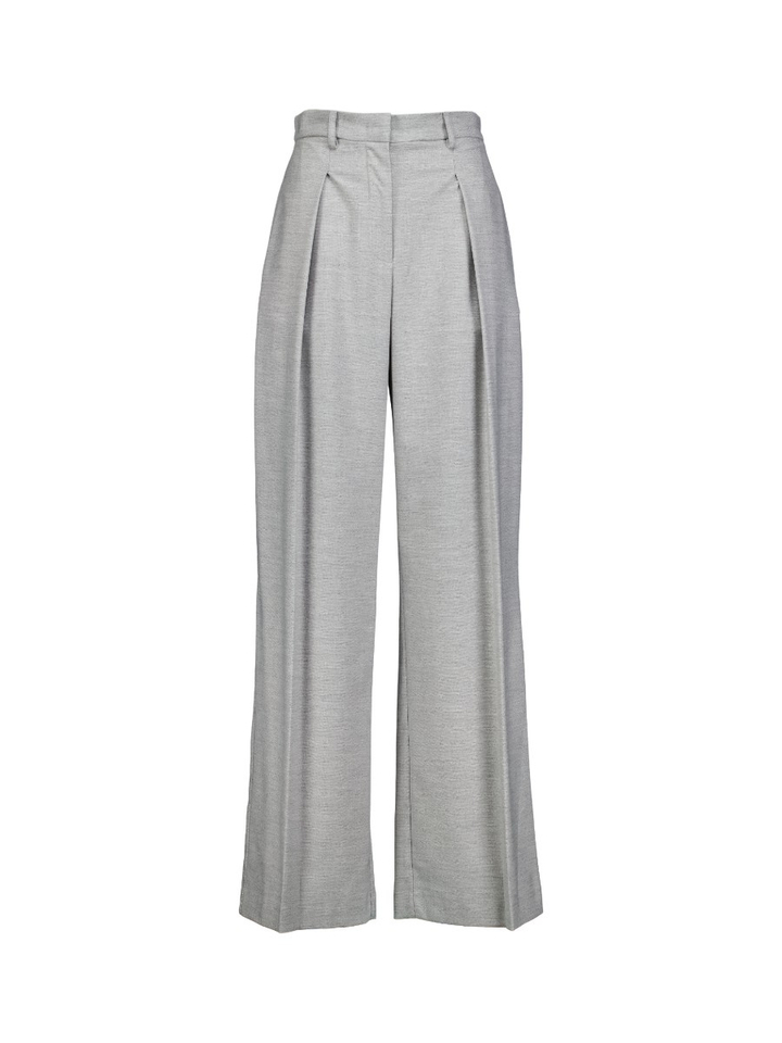 Grijze wijde broek met bandplooi Curcio Kocca