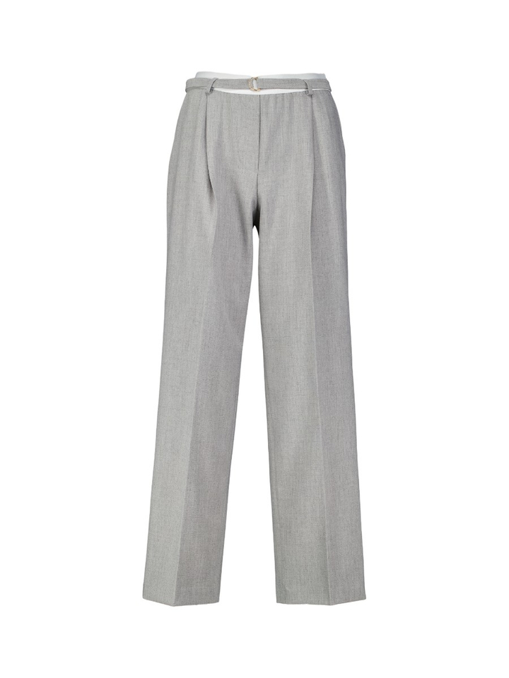 Grijze getailleerde broek met hoge taille en riemlussen, afgewerkt met een riem met een metalen gesp FOZIO Kocca