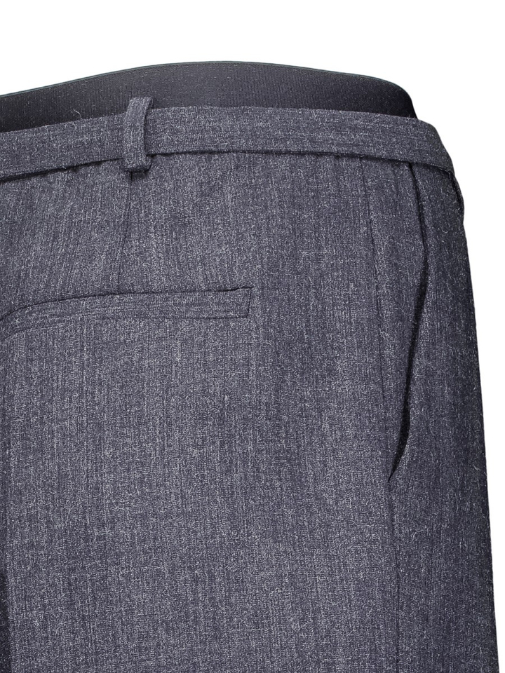 Donkerblauwe getailleerde broek met hoge taille en riemlussen, afgewerkt met een riem met een metalen gesp FOZIO Kocca