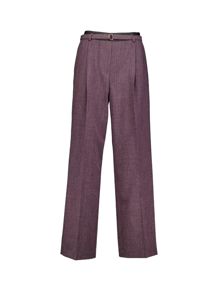 Bordeaux getailleerde broek met hoge taille en riemlussen, afgewerkt met een riem met een metalen gesp FOZIO Kocca