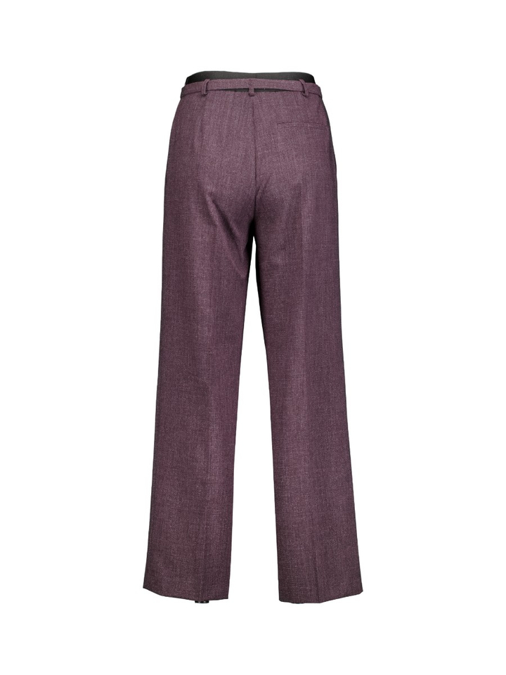 Bordeaux getailleerde broek met hoge taille en riemlussen, afgewerkt met een riem met een metalen gesp FOZIO Kocca