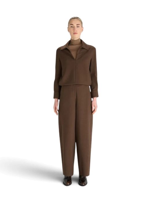 Espressobruine dikke blouse met brede kraag Oscar