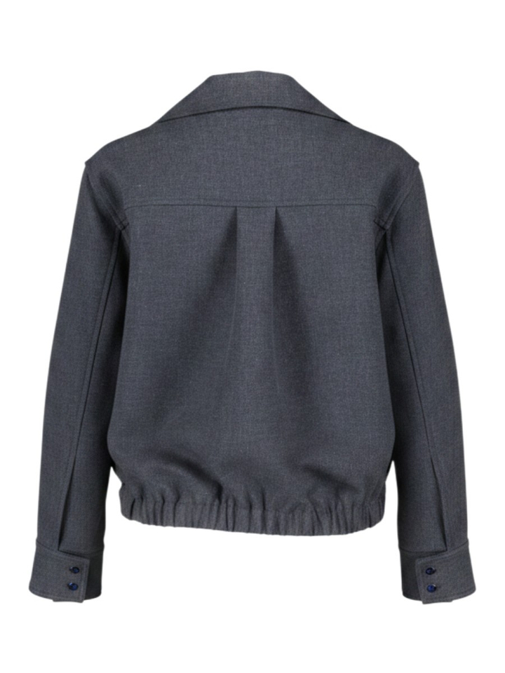 Donkergrijze dikke blouse met brede kraag Oscar