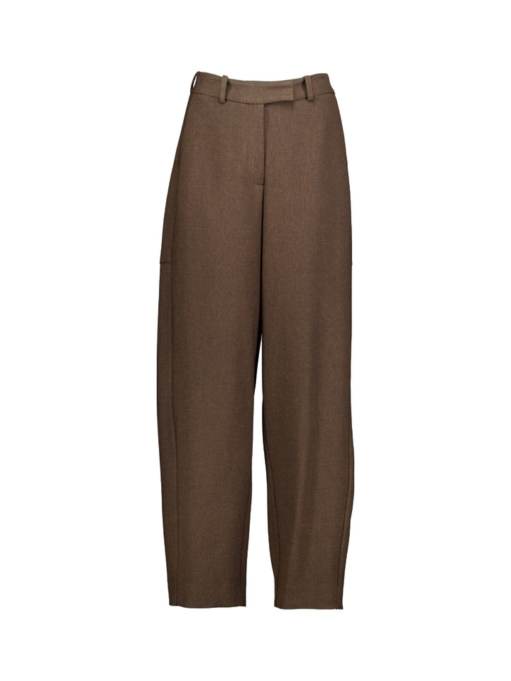 Bruine geklede broek met hoge taille Lou Trousers Oscar
