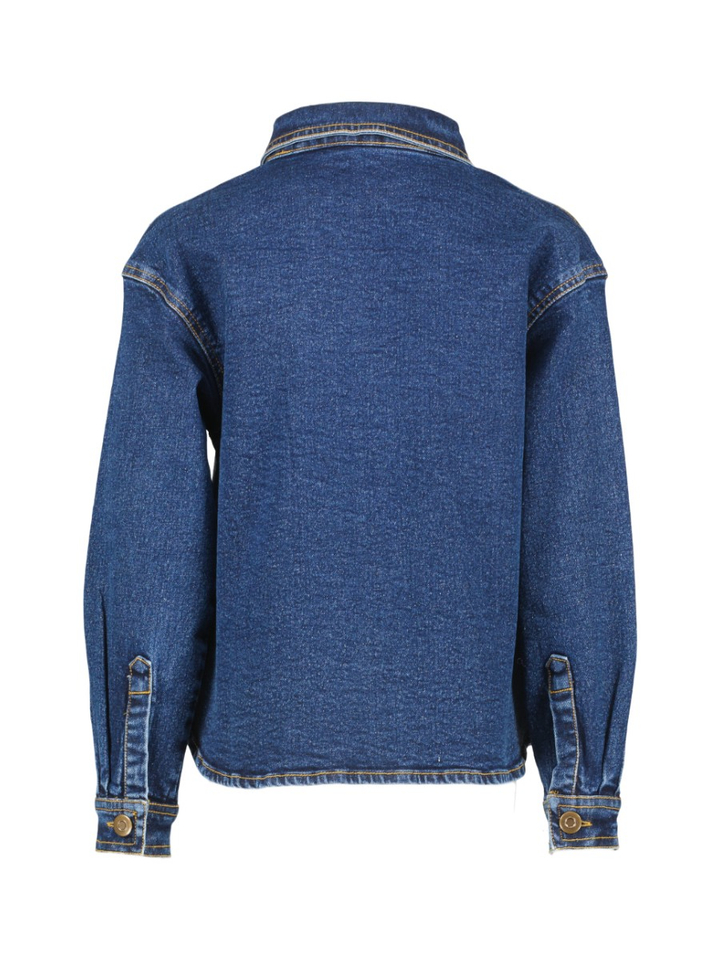 Blauwe jeanshemd met bloemenbroderie Compania Fantastica 