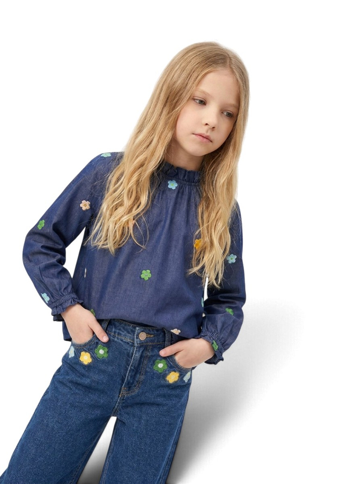 Blauwe blouse met bloemetjes Compania Fantastica